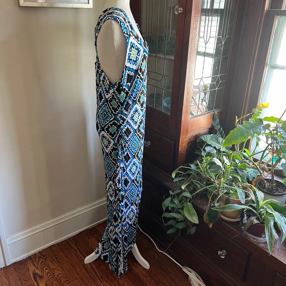INC International Concept  Blue-Green Strappy Maxi Bodycon Dress Size XL Boho - Picture 3 of 17